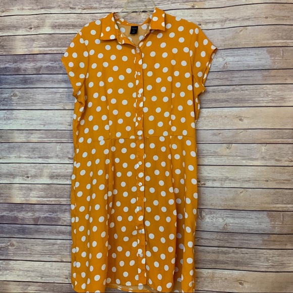City Streets Dresses & Skirts - Vintage style short sleeve Orange white polka dots
